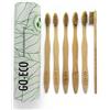 GO-ECO Set di 6 spazzolini da denti in bambù, con setole di cinghiale, senza plastica naturale, setole morbide senza nylon, confezione compostabile