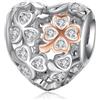 Rimgoris Argento 925 Charm per donna Bracciali Collana Quadrifoglio bicolore amicizia Dangle Charm Regalo