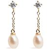 Secret & You Orecchini Piaf con Perle Coltivate d'Acqua Dolce bianche ovali di 4-4.5mm e Zirconia | Secret & You | Argento Sterling 925 placcato in Oro 18K
