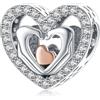 Rimgoris Argento 925 Charm per donna Bracciali Collana Charm penzolante con cuore d'amore