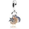 Rimgoris Argento 925 Charm per donna Bracciali Collana Two Tone Stars Moon Sun Dangle Charm Gift