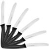 Ruffulon Set di 6 coltelli da pomodoro, coltello da tavola classico, coltelli da cucina, coltello da pane affilato, coltello tascabile seghettato, impugnatura ergonomica, nero.