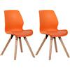 CLP Set di 2 sedie Luna - Scocca in 4 Varianti - Seduta Imbottita in plastica, Tessuto, Velluto ed Ecopelle, Colore:Arancione, Materiale:Plastica
