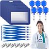 W Rxkiocs 6 Pezzi Porta Badge da Collo Rigido Transparente in Plastica Con Cordino Retrattile e Clip