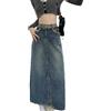 ZouoYYii Gonna in Denim Snellente A Vita Alta Estiva da Donna - Gonne Versatili A Trapezio con Frange E Spacchi Laterali
