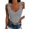 OHXSM Top da Donna con Spalle Scoperte T-Shirt con Scollo a V Estivo Camicette a Maniche Corte in Pizzo T-Shirt Eleganti Camicie Casual in Pizzo Camicia Camicetta Solida Allentata T-Shirt in Pizzo Solido