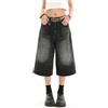 KIHFSODN Jeans larghi da donna, pantaloncini bermuda, jeans estivi pantaloncini leggeri, lunghezza al ginocchio, streetwear jeans estivi pantaloncini da donna(Black,M)
