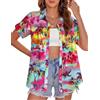 tiorhooe Camicia hawaiana da donna con albero tropicale a maniche corte, abbottonatura estiva, spiaggia, vacanza, Multicolore 2., XXL