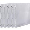 Exacompta - 511944E - Confezione da 5 Raccoglitori Polipropilene Cristallo Rigato 0.5 mm Crystal Colours - 4 Anelli Tondi 15 mm - Dorso 20 mm - F.to Esterno 25x32 cm per A4 - Colore: Cristallo