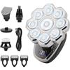 OFFCUP Rasoio Testa Calva Uomo, 5 in 1 Rasoio 9D Capelli Barba IPX6 Impermeabile Display LED Testa Rotante