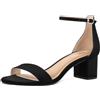 PIZZ ANNU Sandali Donna con Tacco a Blocco Sandalo Estive con Cinturino Caviglia Sandals Largo Aperta Scarpe per Feste Matrimoni Casual Scamosciato Nero EU 36