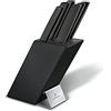 Victorinox Ceppo di coltelli professionali, incl. 6 coltelli da cucina, coltello da pane, coltello Santoku, custodia per coltelli, in legno, nero