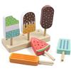 Leonshco Giocattolo per gelateria in legno per bambini, 6 varietà di gelato, giocattolo in legno con supporto, giocattolo educativo, design cartoni animati, per ragazze e ragazzi dai 3 anni in su, per bambini