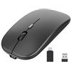 Trjgtas ricaricabile, mouse ottico ultra silenzioso da 2,4 g, con ricevitore USB e Type-C, per computer portatile, (nero)