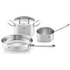 Fissler Original-Profi Collection Batteria di pentole con padella, Set di 3 pezzi, Acciaio inox satinato (esterna)/ Acciaio inox lucidato (interna), Adatta al forno, Manici ergonomici in metallo, Fondo Fissler CookStar