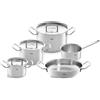 Fissler Original-Profil Collection Batteria di pentole, Set di 5 pezzi con tegame, Acciaio inox satinato (esterna)/ Acciaio inox lucidato (interna), Adatta al forno, Coperchio funzione Condensate-Plus, Fondo Fissler CookStar