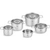 Fissler Pure Collection Batteria di pentole, Set di 5 pezzi, Acciaio inox satinato (esterna)/ Acciaio inox lucidato (interna), Adatta al forno, Manici in acciaio inox lucidato, Fondo Superthermic
