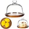 Ikerall Base in legno da 15,2 cm, espositore per torte con cupola in vetro, campana in vetro trasparente, per dessert, formaggio, caramelle, piante grasse