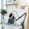 Ejoyous Set di microfono a condensatore professionale da studio, microfono con supporto per braccio, adattatore USB, set microfono per registrazione in studio broadcast nuova versione BM800