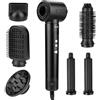 Saaf Spazzola Asciugacapelli 7-in-1 - Set Airstyler 8 Pezzi - Phon, Spazzola Arricciacapelli, Spazzola Liscia - Multistyler Hairwrap - Per Donne - Idea Regalo - Nero - Strumento Capelli