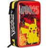 Seven Astuccio Scuola 3 Scomparti, PIKACHU - POKEMON, Giallo Rosso - Portapenne Multi Scomparto Con Matite, Penne e Colori, Accessori Zaino, Zaino Scuola - Astuccio Bambino Ragazzo - Pokemon