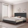 Froadp Letto imbottito 160 x 200 cm - Struttura matrimoniale con doghe in legno in pelle sintetica testiera imbottita con bottoni, struttura per letto da camera da letto, design moderno (nero)