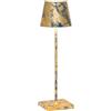Zafferano, Lampada Poldina Pro, Lampada da Tavolo Ricaricabile e Senza Fili con Controllo Touch, Lampada da Interni, Dimmer, 2200-3000 K, Altezza 38 cm, Colore Blu Avio - Foglia Oro Craquelé