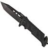 MIL-TEC COLTELLO TATTICO RICHIUDIBILE MIL-TEC BLACK STAR NERO 9 CM CON ROMPIVETRO E TAGLIACINTURA 15319600