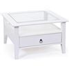 Inter Link - Tavolino - Tavolo in legno massello - Tavolino - Pino massello - con piano in vetro - 1 cassetto tinto bianco - 115 x 60 x 45 cm - Provence 1