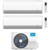 Midea Climatizzatore Dual Split serie BreezeleSS+ 12+12 con M3OA-27HFN8-Q Inverter R 32 Wi-Fi Classe A++ ,