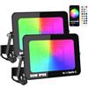 YOJZMA 2Pcs 50W Intelligente Faro LED RGB esterno con spina, controllo app