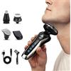 Generico Rasoio Elettrico Uomo Professionale 4 in 1 - Ricaricabile USB con 4 Testine Intercambiabili per Barba, Peli Nasali, Basette e Corpo - Lame Acciaio Inossidabile, Autonomia 3 Settimane