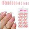 Goiern 120 pezzi French Press on Nails Medio Mandorla Finte Unghie Pizzo Bianco Francese Press Unghie Gel Lucido Nude Unghie Pressa Unghie