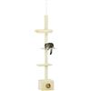 PawHut Albero tiragraffi regolabile da 230 a 260 cm Torre di giochi per gatti Gatto Palo da graffiare, 4 livelli di attività con cuccia in peluche beige