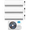 Midea Climatizzatore Trial Split serie BreezeleSS+ 12+12+12 con M3OA-27HFN8-Q Inverter R 32 Wi-Fi Classe A++ ,