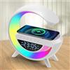 SQUADO - Lampada wireless Notturna 5 in 1 con Ricarica Rapida da 15W Altoparlante Bluetooth con Ricarica Wireless Radio FM e Sveglia per Luci decorative da comodino