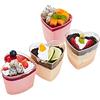 LATERN 50 Pezzi Tazze da Dessert in Plastica, 150ml Tazze da Dessert a Forma di Cuore Tazza Trasparente per Antipasto Semifreddo Ciotola da Portata Riutilizzabile per Festa di Mousse Budino (7,3x6cm)