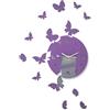 FLEXISTYLE Grande orologio da parete moderno a forma di farfalla, rotondo, 30 cm, 15 farfalle, soggiorno, camera da letto, cameretta dei bambini, prodotto nell'UE (Lila (Milka))