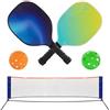 Idena 40253 - Set da Pickleball con 2 Racchette, Rete con Supporto (302 X 80 Cm), Palla da Internoe Palla da Esterno