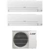 MITSUBISHI Climatizzatore Dual Split Inverter 9000 + 9000 Btu Condizionatore con Pompa di Calore Classe A++/A+ Gas R32 (Unità Interna + Unità Esterna) - MSZ-HR25VF + MSZ-HR25V + MXZ-2HA50VF MSZ-HR