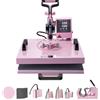 VEVOR Macchina per Pressatura a Caldo 380 x 380 mm 8 in 1 per Magliette Rosa