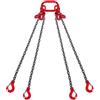 VEVOR Imbracatura a catena di sollevamento a 4 gambe con ganci e regolatori, 8 mm x 300 cm, Capacità carico 5.000 kg, Grado 80 per carrello elevatore, Paranco a motore, Banchina, Cantiere, Fabbrica