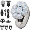 OFFCUP Rasoio Testa Calva Uomo, 6 in 1 Rasoio Elettrico 9D Rasoio Capelli | Uomo Testa IPX6 Impermeabile Rasoio Elettrico Barba con Display LED Rasoio Elettrico Capelli Rasoio a Testine Rotanti