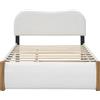 WM Store DE Letto imbottito a piattaforma 140x200 cm con letto estraibile, senza materasso, Bianco