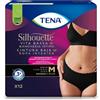 TENA SILHOUETTE NOIR M VITA BASSA - PANNOLONI A MUTANDINA INCONTINENZA NERA - 12 PEZZI
