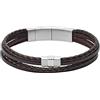 Fossil Bracciale Da Uomo Struttura Casual, Lunghezza Interna 175mm~190mm Bracciale In Pelle Nera, JF02934040