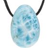 Lebensquelle Plus - Ciondolo Larimar a Forma di Goccia, Forato con Nastro in Cotone, Pietra Preziosa di Alta Qualità