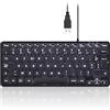 perixx PERIBOARD-332 Mini tastiera retroilluminata cablata USB - Design Slim - con tasti stampati in grassetto e grande - Illuminazione LED bianco - AZERTY francese