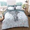 Sleepdown - Set di biancheria da letto con copripiumino e federe, motivo: elefante mandala, color foglia di tè, reversibile, facile da lavare, anallergico, morbido e liscio, matrimoniale