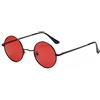 WDZAYXC Occhiali da sole rotondi polarizzati retrò classici con montatura in metallo per uomo e donna, Nero/rosso